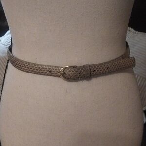 Liz Claiborne Creamy Beige Genuine Snakeskin Skinny Belt Size Med